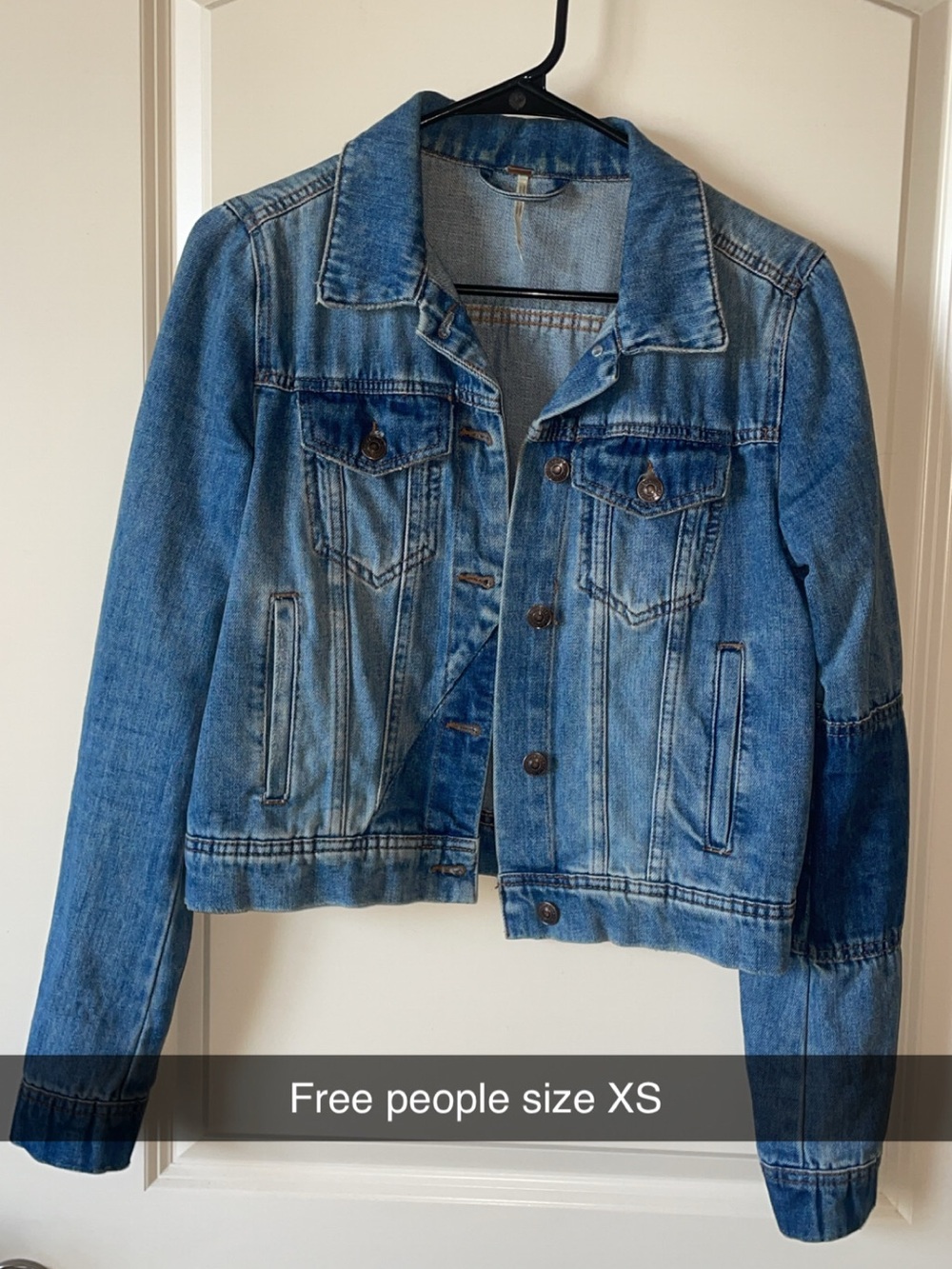 Free People Medium Wash Blue Denim Jacket